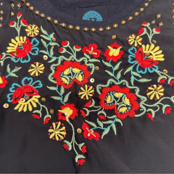 Double D Ranch Wear Embroidered Chiffon Flower Top Blouse Sz S - Picture 8 of 8